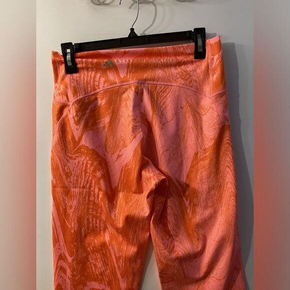 Adidas By Stella McCartney Cropped Printed Leggings Bright Orange Size L NEW - Picture 9 of 14